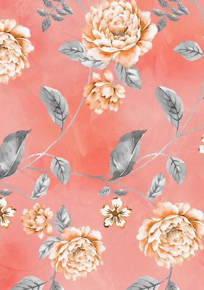 Peach Printed Satin Lehenga Set - Indya