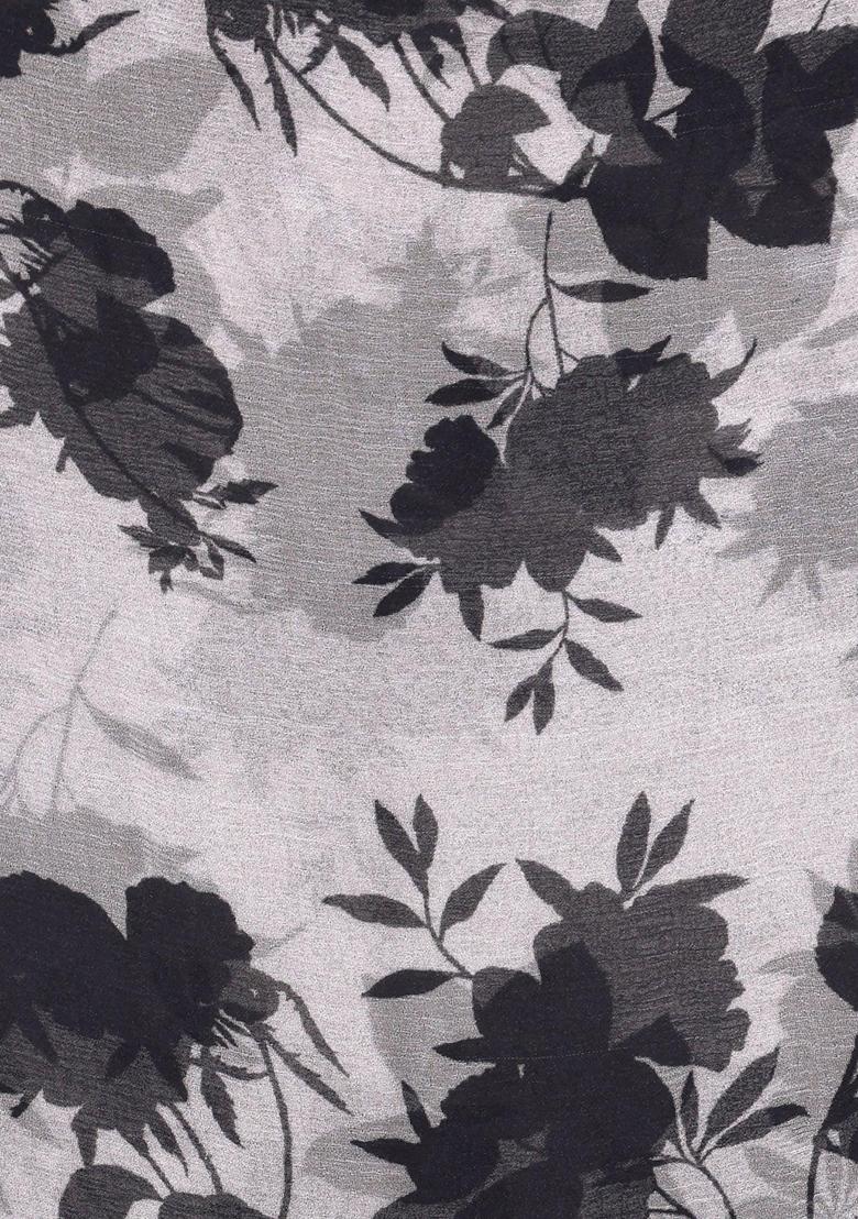 Grey Printed Chiffon Lehenga Set - Indya