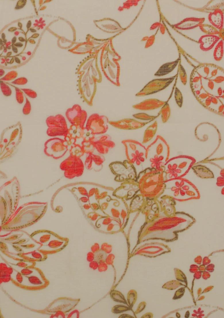 Beige Printed Chiffon Lehenga Set - Indya