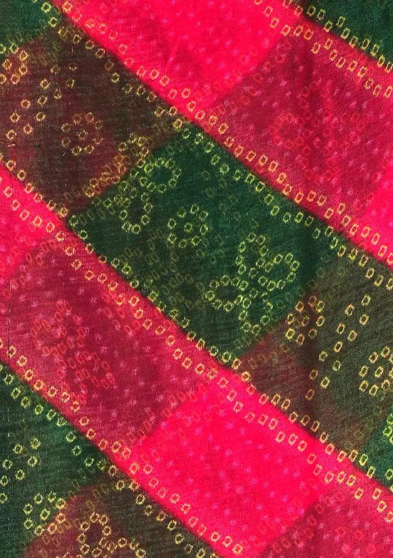 Pink Printed Chiffon Lehenga Set - Indya