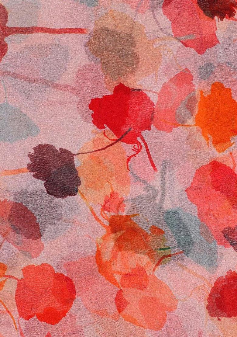 Multi Printed Chiffon Lehenga Set