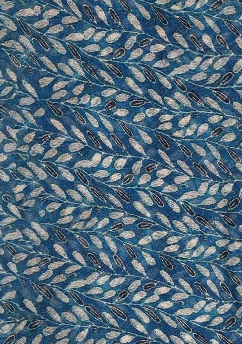 Blue Printed Chiffon Lehenga Set - Indya