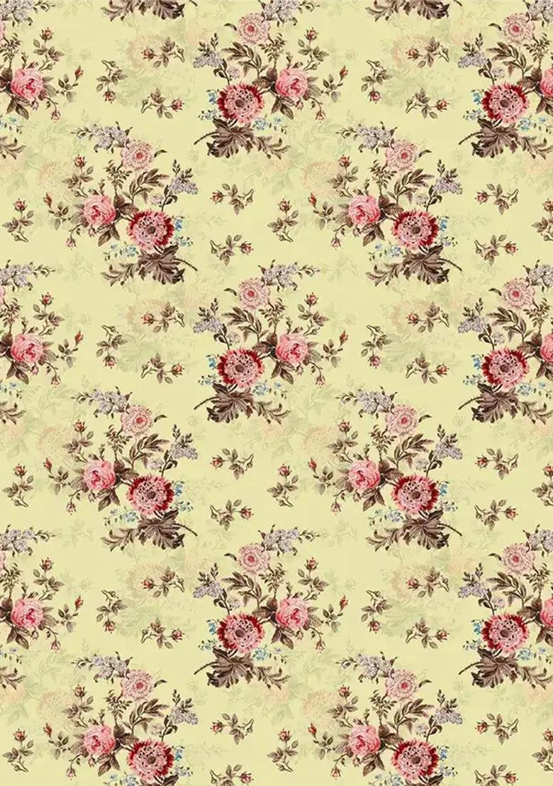 Yellow Printed Chiffon Lehenga Set - Indya