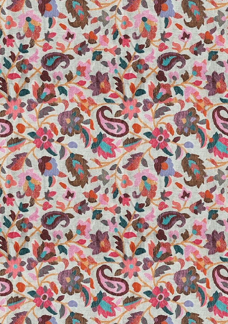 Multicolor Printed Georgette Crop Top Skirt Set