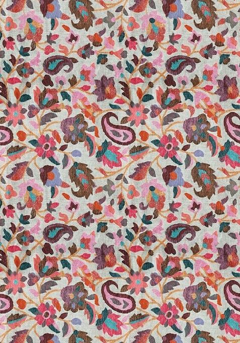 Multicolor Printed Georgette Crop Top Skirt Set