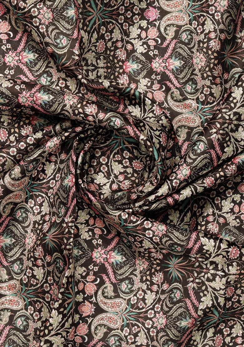 Black Printed Dola Silk Blend Lehenga Set for Diwali and Festive Wear - Indya