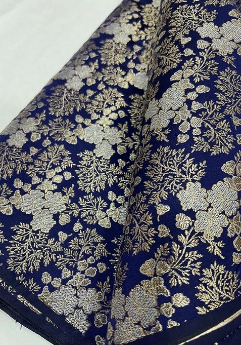 Blue Jacquard Brocade Lehenga Set