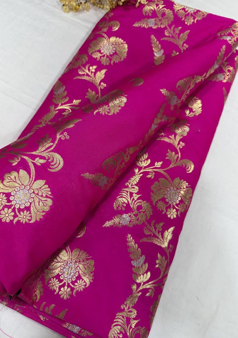 Magenta Pink Jacquard Brocade Lehenga Set - Indya