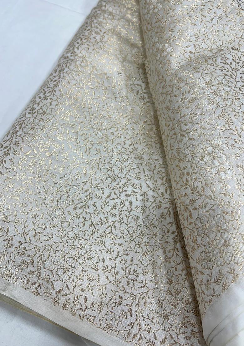 Beige Jacquard Brocade Lehenga Set - Indya