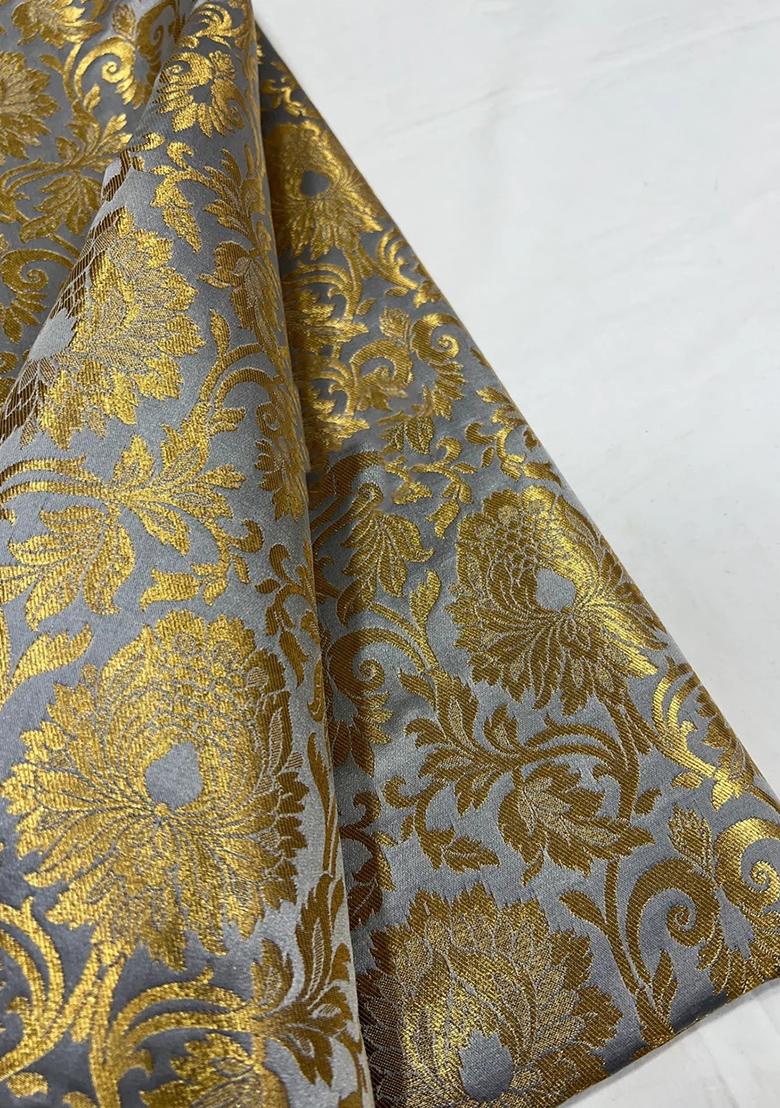 Grey Jacquard Brocade Lehenga Set - Indya