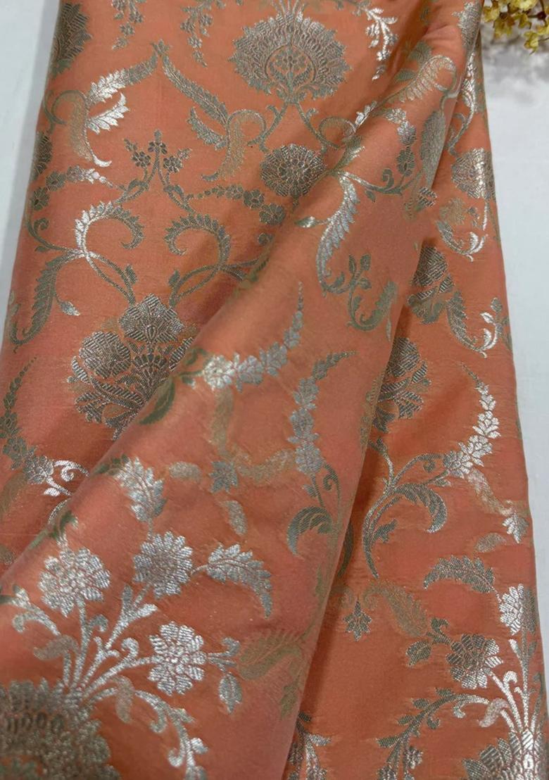 Peach Jacquard Brocade Lehenga Set - Indya