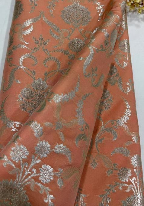 Peach Jacquard Brocade Lehenga Set