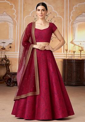 Purple Jacquard Brocade Lehenga Set