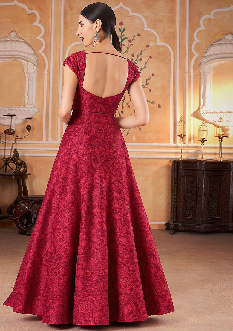 Purple Jacquard Brocade Lehenga Set - Indya