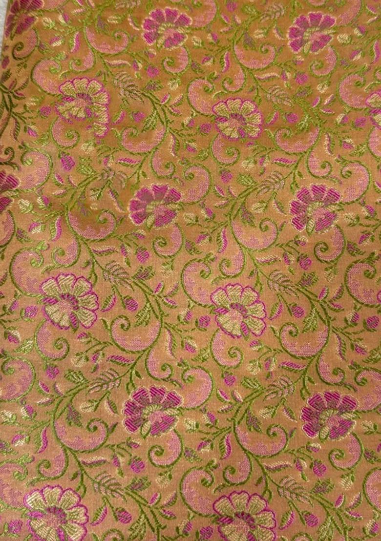 Peach Jacquard Brocade Lehenga Set