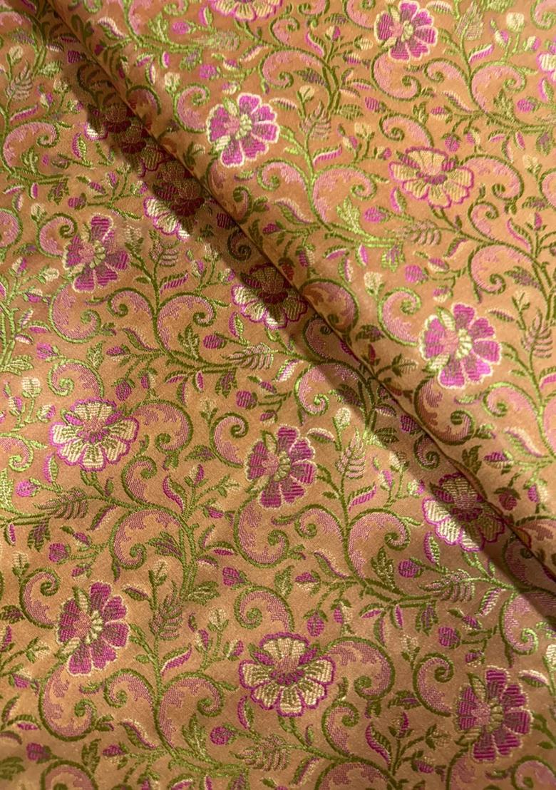 Peach Jacquard Brocade Lehenga Set - Indya