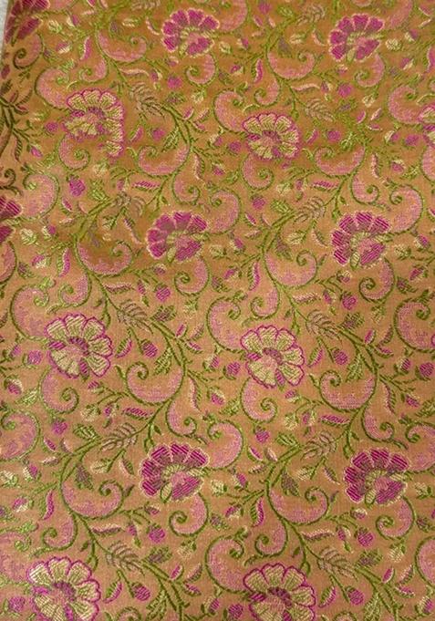 Peach Jacquard Brocade Lehenga Set