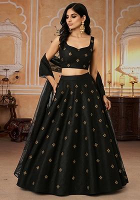 Black Jacquard Brocade Lehenga Set