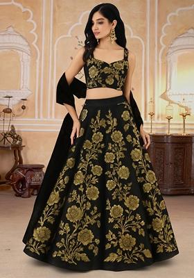 Black Jacquard Brocade Lehenga Set