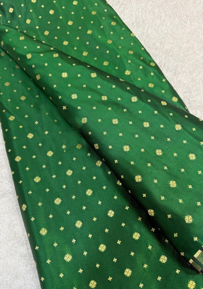 Green Jacquard Brocade Lehenga Set - Indya