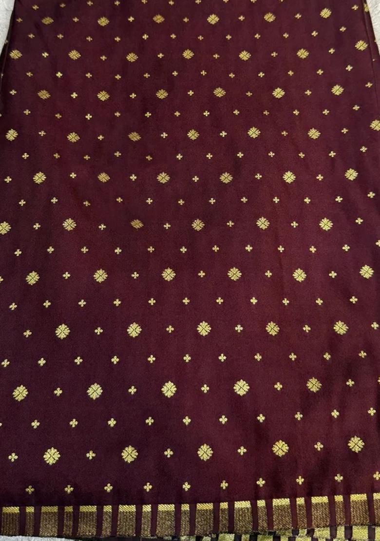 Brown Jacquard Brocade Lehenga Set