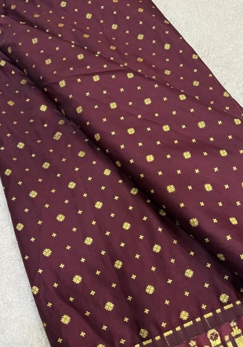 Brown Jacquard Brocade Lehenga Set