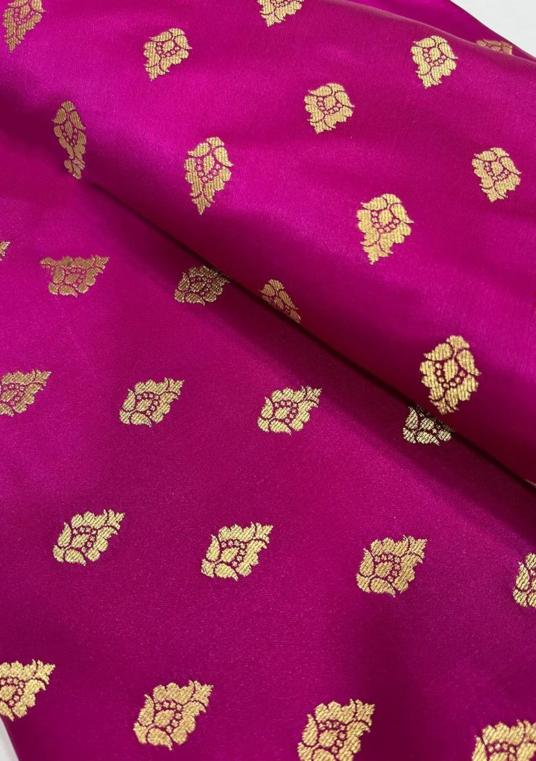 Pink Jacquard Brocade Lehenga Set - Indya