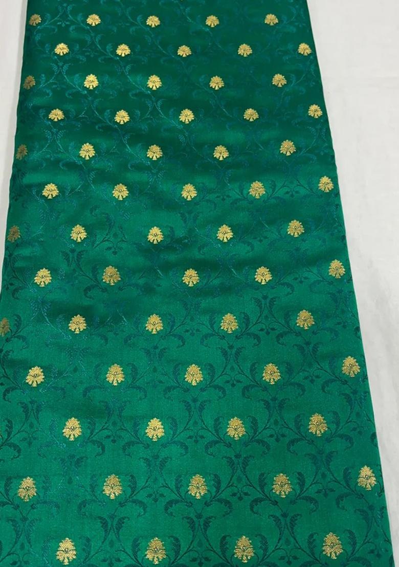 Green Jacquard Brocade Lehenga Set - Indya