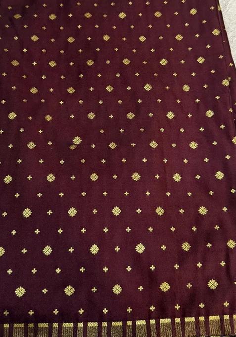 Brown Jacquard Brocade Lehenga Set