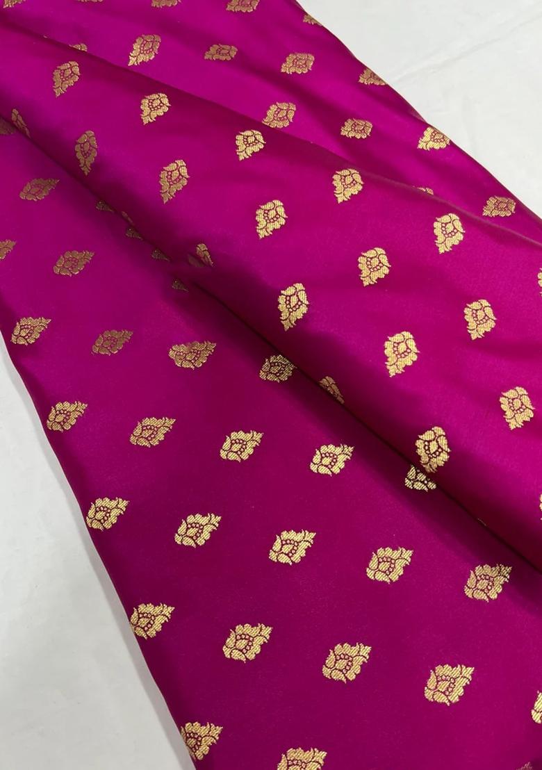 Pink Jacquard Brocade Lehenga Set - Indya