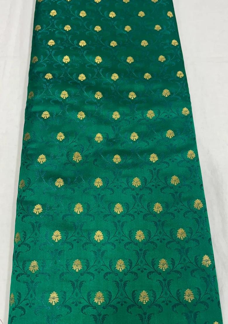 Green Jacquard Brocade Lehenga Set - Indya