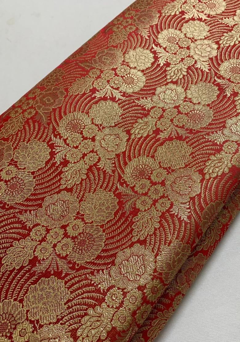 Red Jacquard Brocade Lehenga Set