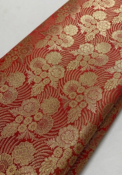 Red Jacquard Brocade Lehenga Set