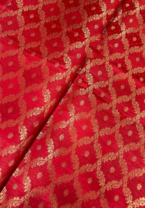 Red Jacquard Brocade Lehenga Set
