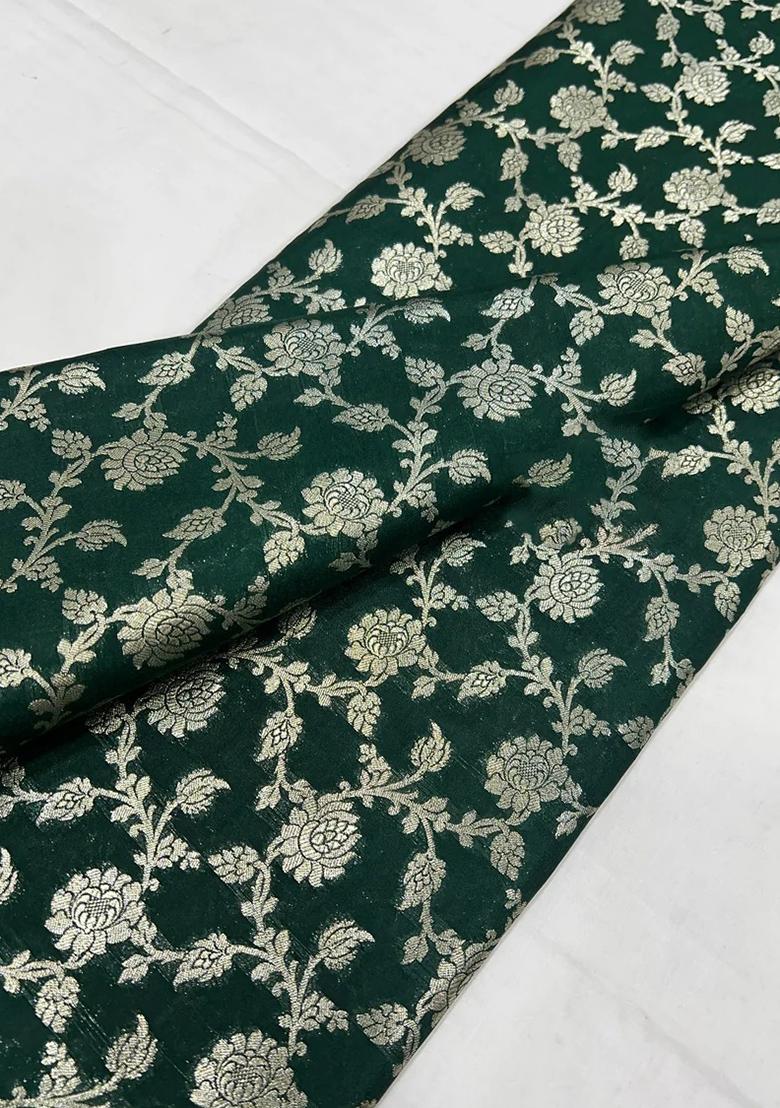 Green Jacquard Brocade Lehenga Set - Indya