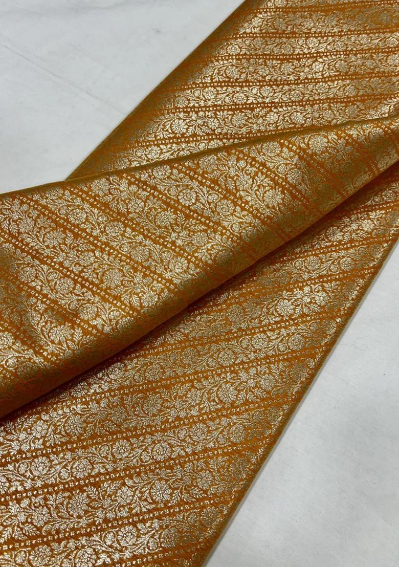 Orange Jacquard Brocade Lehenga Set - Indya