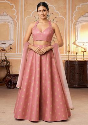 Pastel Pink Jacquard Brocade Lehenga Set