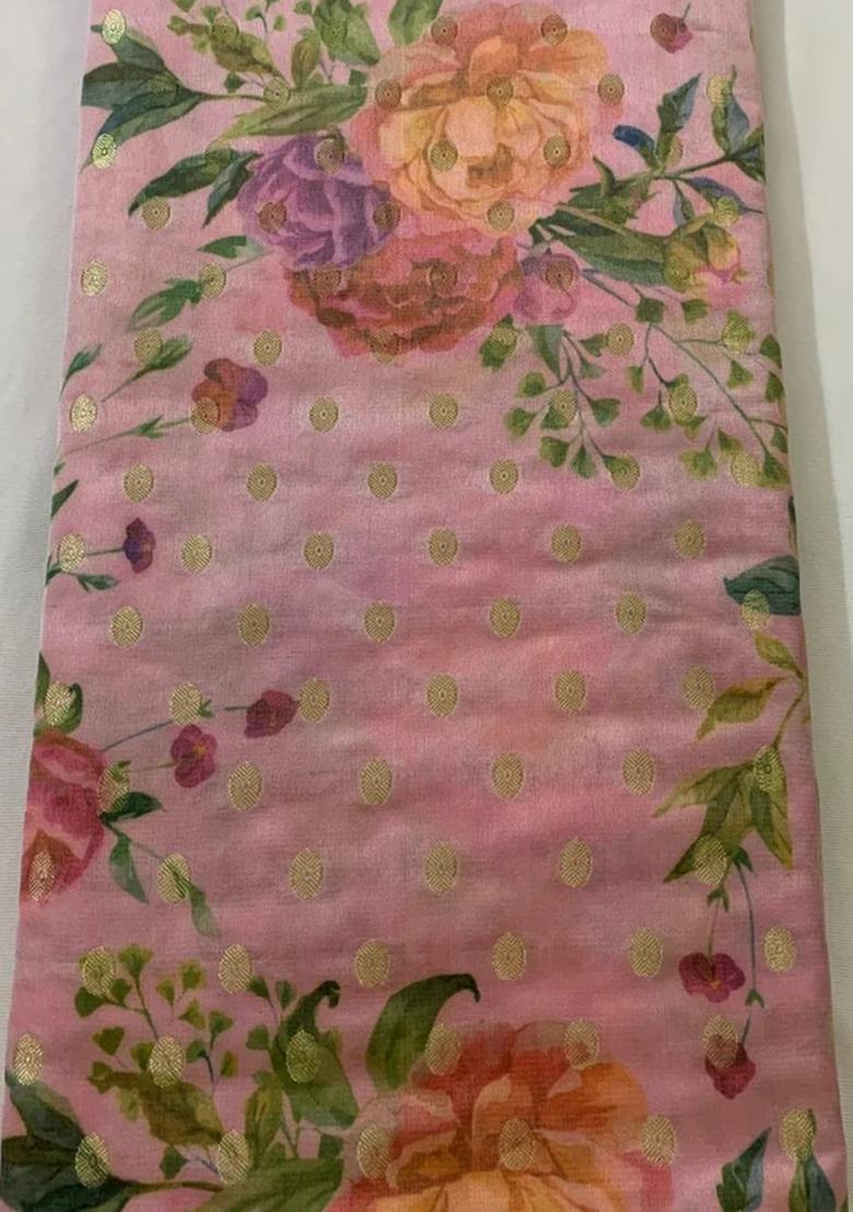 Pink Jacquard Brocade Lehenga Set - Indya