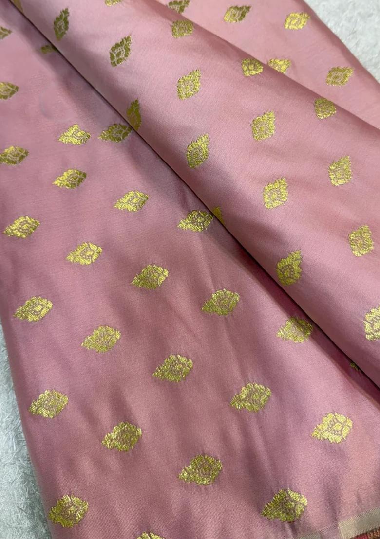 Pastel Pink Jacquard Brocade Lehenga Set - Indya