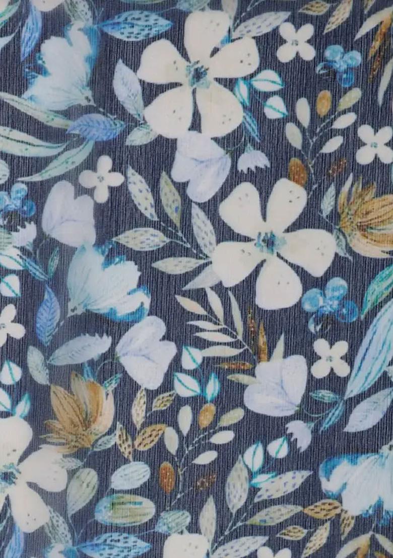 Blue Printed Chiffon Lehenga Set