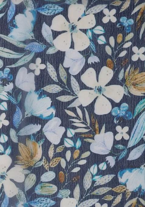 Blue Printed Chiffon Lehenga Set