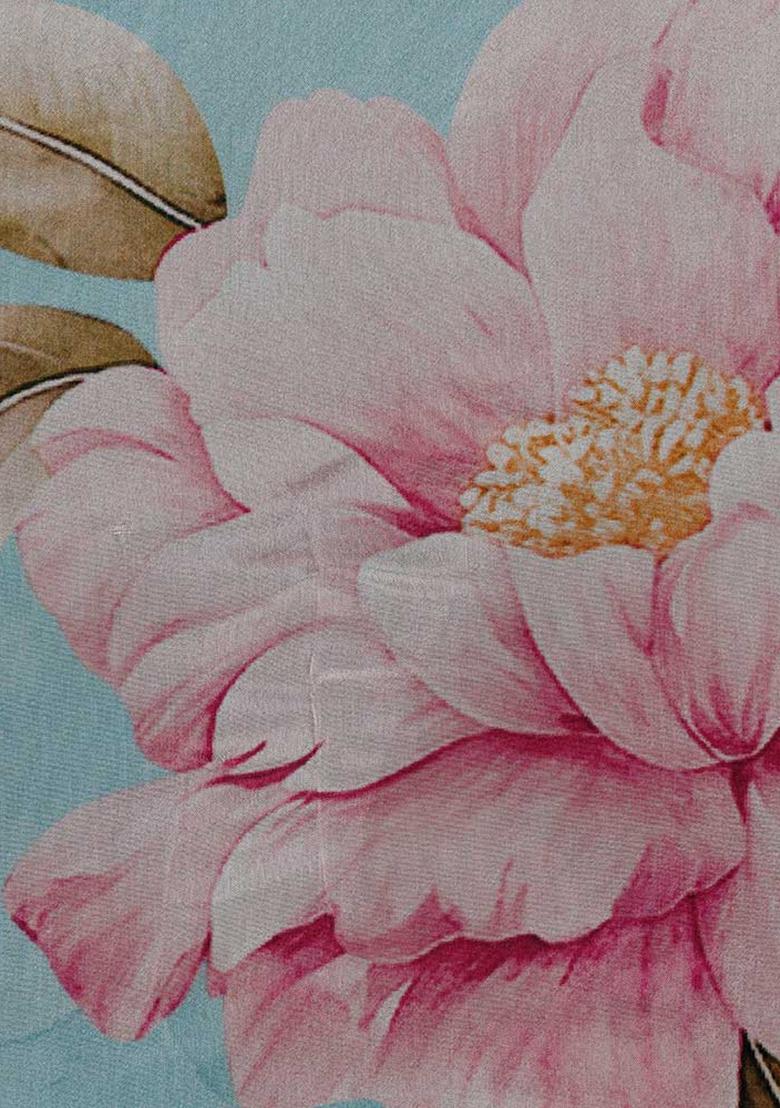 Sky Blue Printed Chinon Lehenga Set - Indya