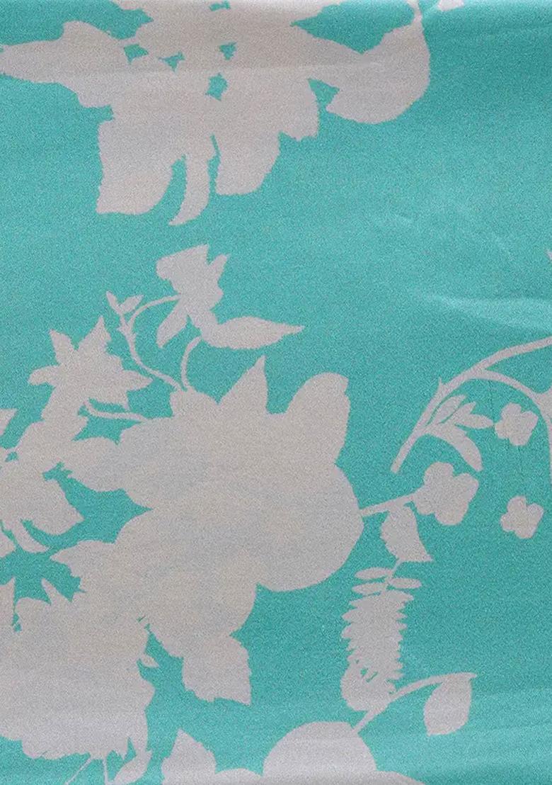 Light Blue Printed Satin Lehenga Set - Indya