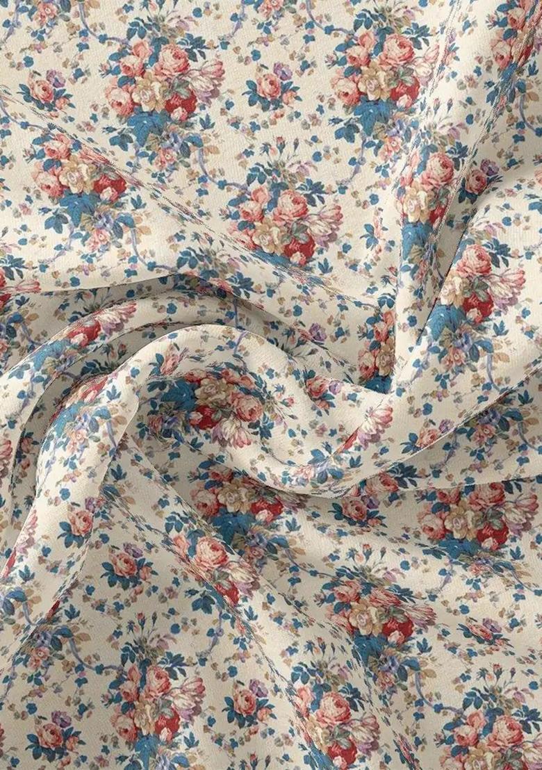 Multicolor Printed Chiffon Lehenga Set