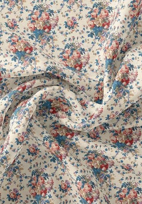 Multicolor Printed Chiffon Lehenga Set