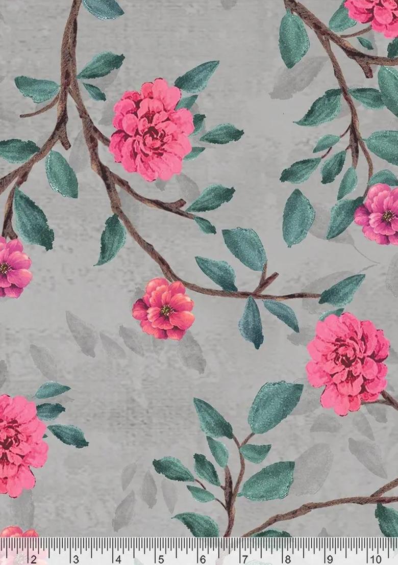 Grey Printed Chiffon Lehenga Set - Indya