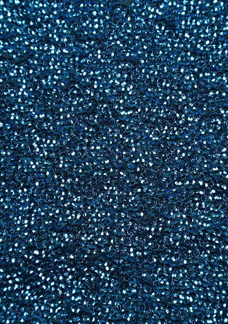 Blue Sequin Embellished Georgette Lehenga Set - Indya