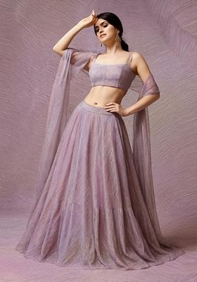 Multicolor Printed Organza Lehenga Set