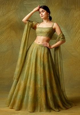 Multicolor Printed Organza Lehenga Set