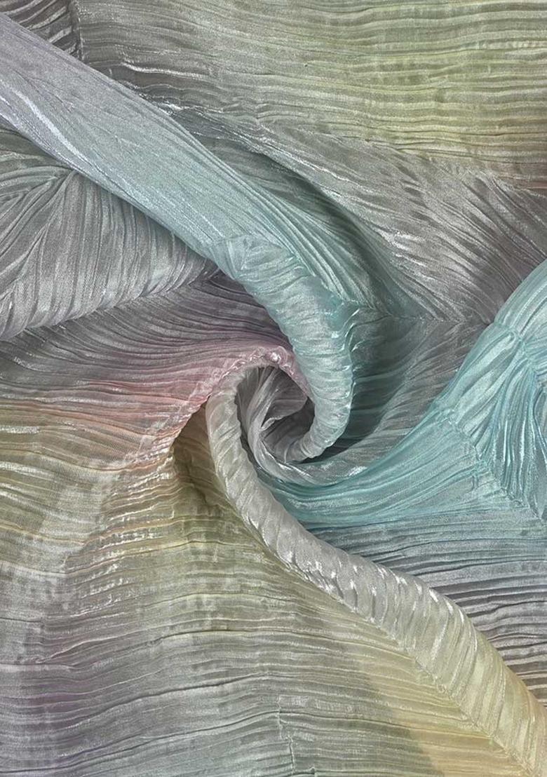 Multicolor Printed Organza Lehenga Set